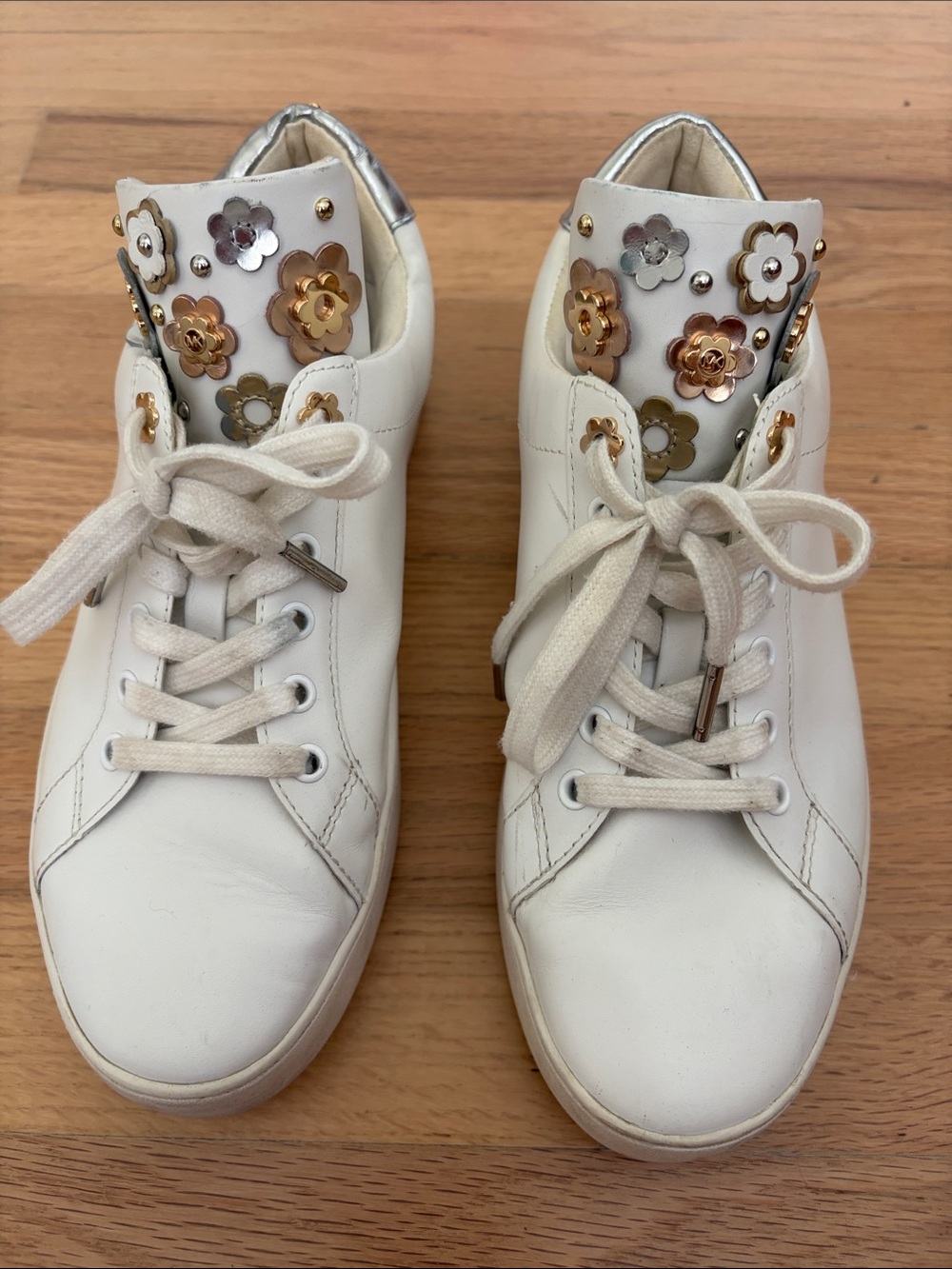 Michael Kors Women's White Floral Accent Sneakers